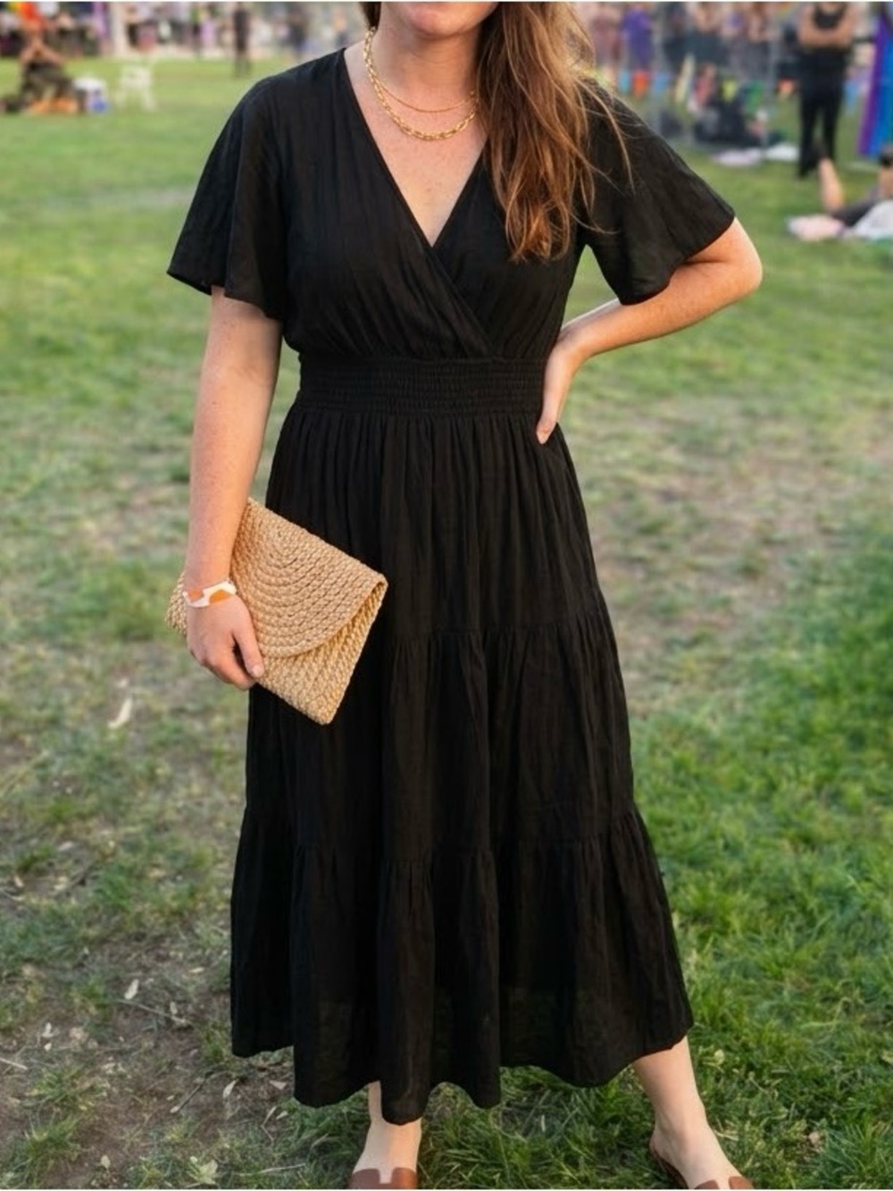 Lovestitch "Tara" Open Back Maxi Dress in Black | Size Large
